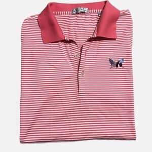 Peter Millar Men’s XL Pink Striped Cotton Polo Shirt Classic Knit Short Sleeve